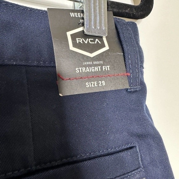 NWT RVCA The Weekend Stretch Chino Pants Straight Fit Men's Navy Blue Size 29 - Picture 8 of 9